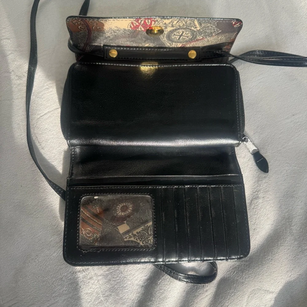 Vintage Bellerose Black Leather Crossbody Wallet Purse – Organizer Bag Y2K‎